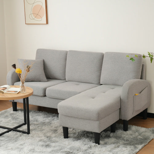 UK Local L-L-shaped Corner Sofa With Chaise Lounge  3Seater Sofa, 166 X 118 X 77 Cm, Breathable Cotton Linen Fabric, Plastic Legs, Modular Design, Ideal For Living Rooms, Apartments, And Offices