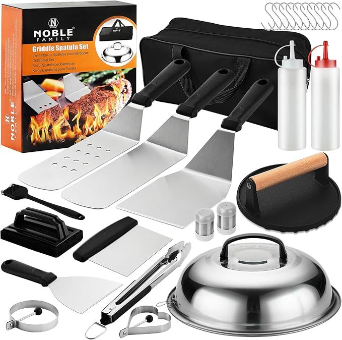 US Local 27 PCS Griddle Accessories Kit, Flat Top Grill Accessories Set For Camping, Professional Grill Spatula Set With Melting Dome, Burger Press For Outdoor BBQ Cooking