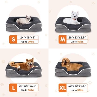 US Local Memory Foam Pet Bed For Small Dogs & Cats With Washable Removable Cover Non-Slip Base Waterproof Liner