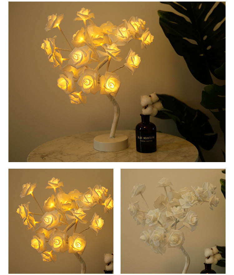 USA Local Rose Flower Lamp USB Battery Operated LED Table Lamp Bonsai Tree Night Lights Garland Bedroom Decoration Lights Home Decor