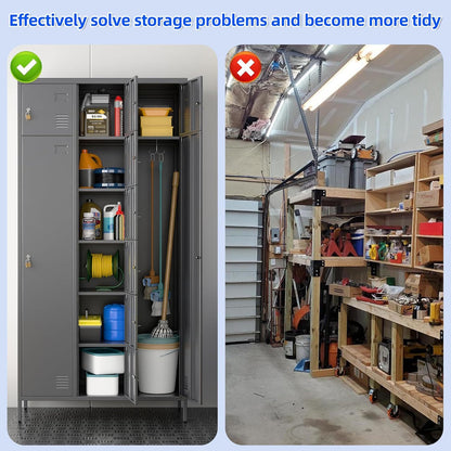 US Local Metal Lockers For Employees With 10 Doors, H Steel Lockable Storage Lockers With 6 Hooks And 10 Card Holder For Office, Home, Gym, School, Employees, Dark Grey