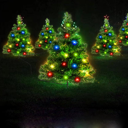US Local 2SET 1 TOW 2 Solar Christmas Tree, Solar Powered Pathway Christmas Tree With Multicolored LED Lights
