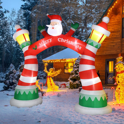 US Local 8.9ft Christmas Arch, 7 LED Lights, Drawstring Pockets, Christmas Inflatable Arch