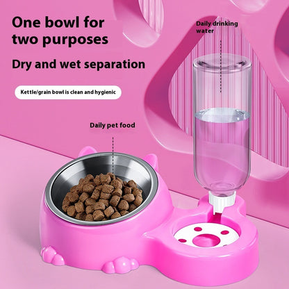 Cat Bowl Automatic Water Dispenser Kitten Puppy Food Basin Rice Bowl