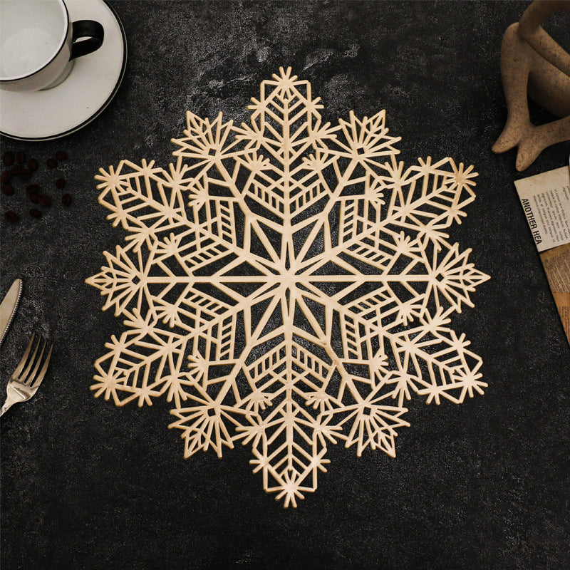 Pvc Placemat Household Coaster Heat Insulation Hollow Snowflake Western Placemat