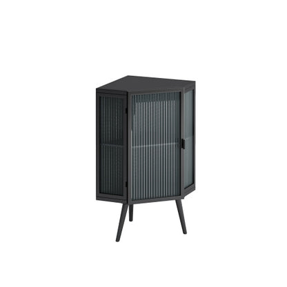 US Local Floor Standing Cone-shaped Cabinet With Tempered Glass Doors And Storage Shelves