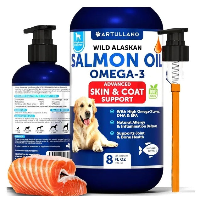 US Local Salmon Oil For Dogs 3 For Dogs 8 FL OZ Wild Alaskan Salmon Fish Oil