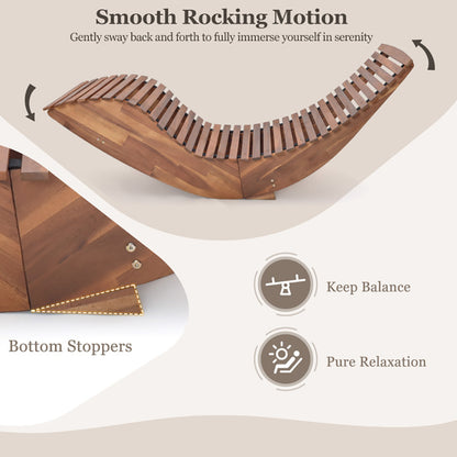 US Local Outdoor Acacia Wood Rocking Chair With Widened Slatted Seat And High Back