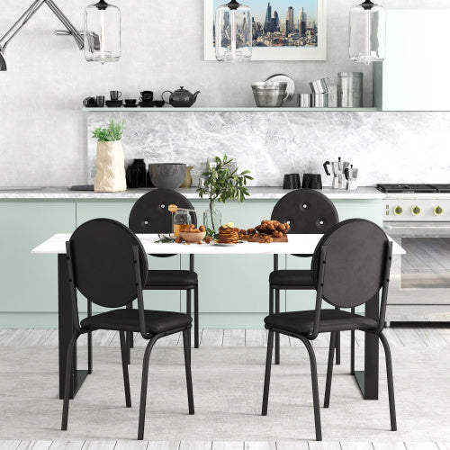 US Local 4-piece Bar Stools Faux Leather Dining Chairs With Waterproof Surface And Metal Legs