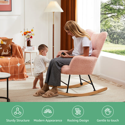 US Local Teddy Fabric Gliding Rocking Chair