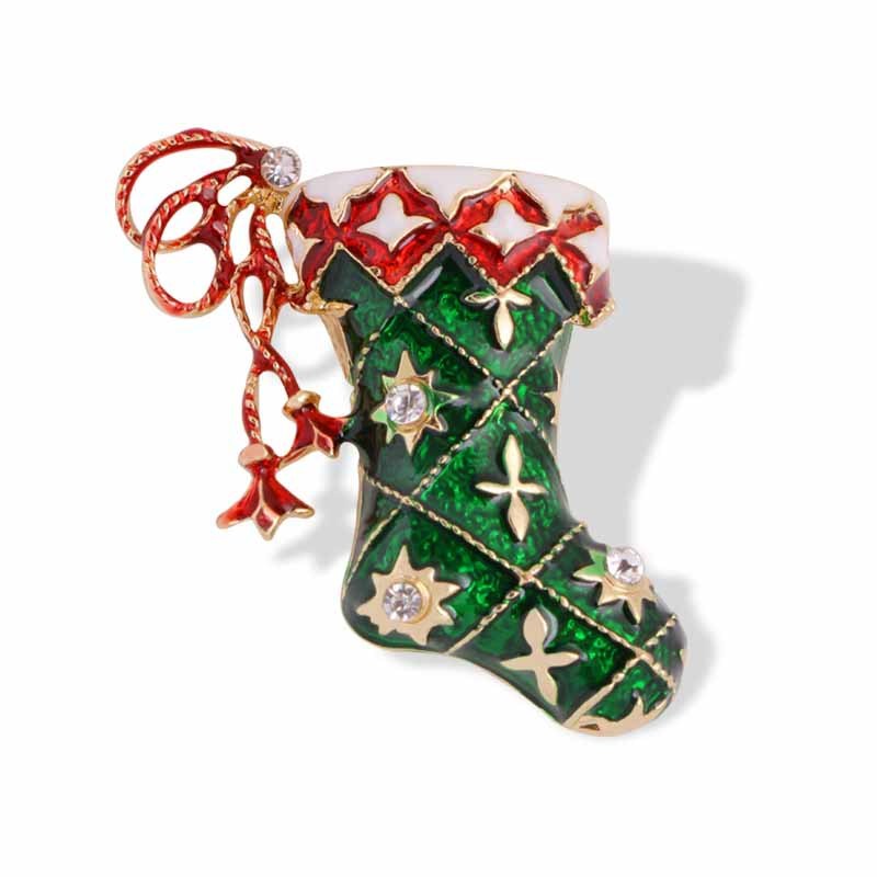 Christmas sock brooch