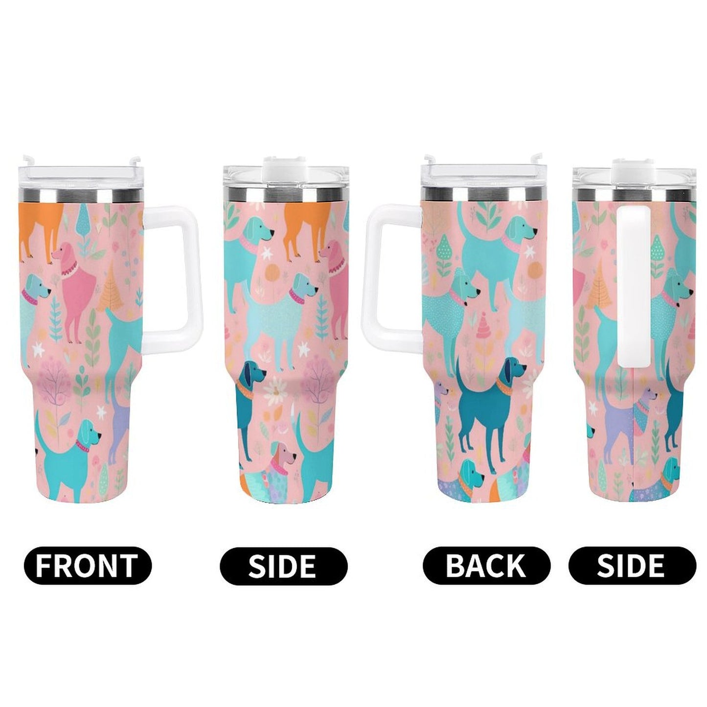 PHDT00346 POD US Local Tumbler 40 oz Large Capacity Car Cup Colored Dog, Pink