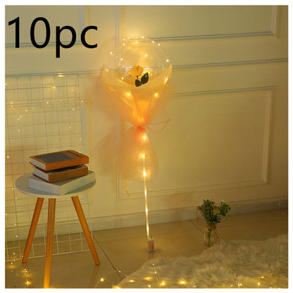 US Local LED Luminous Balloon Rose Bouquet Transparent Bobo Ball Rose