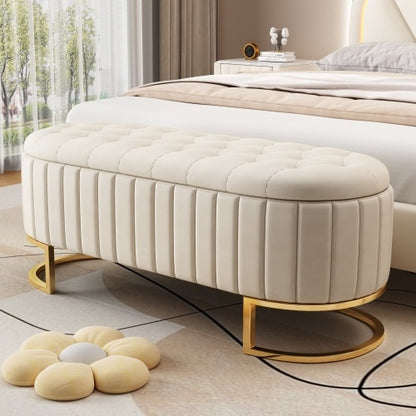 US Local Elegant Fabric Velvet Storage Footstool