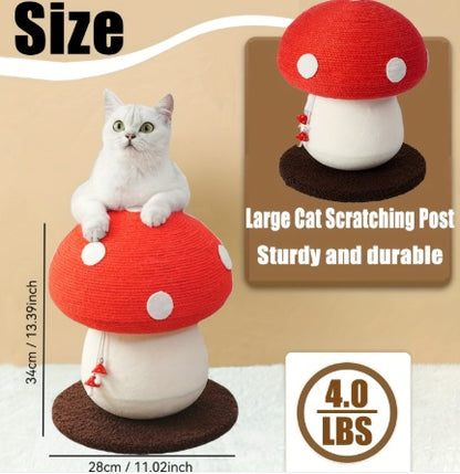 US Local Mushroom Cat Climbing Frame, Sisal Cat Climbing Post, Interesting Red And White Mushroom Design With Fluffy Base, Cat Scratching Claw Toy, Cat Tree, Wear-resistant Cat Scratching Ball, Cat Supplies