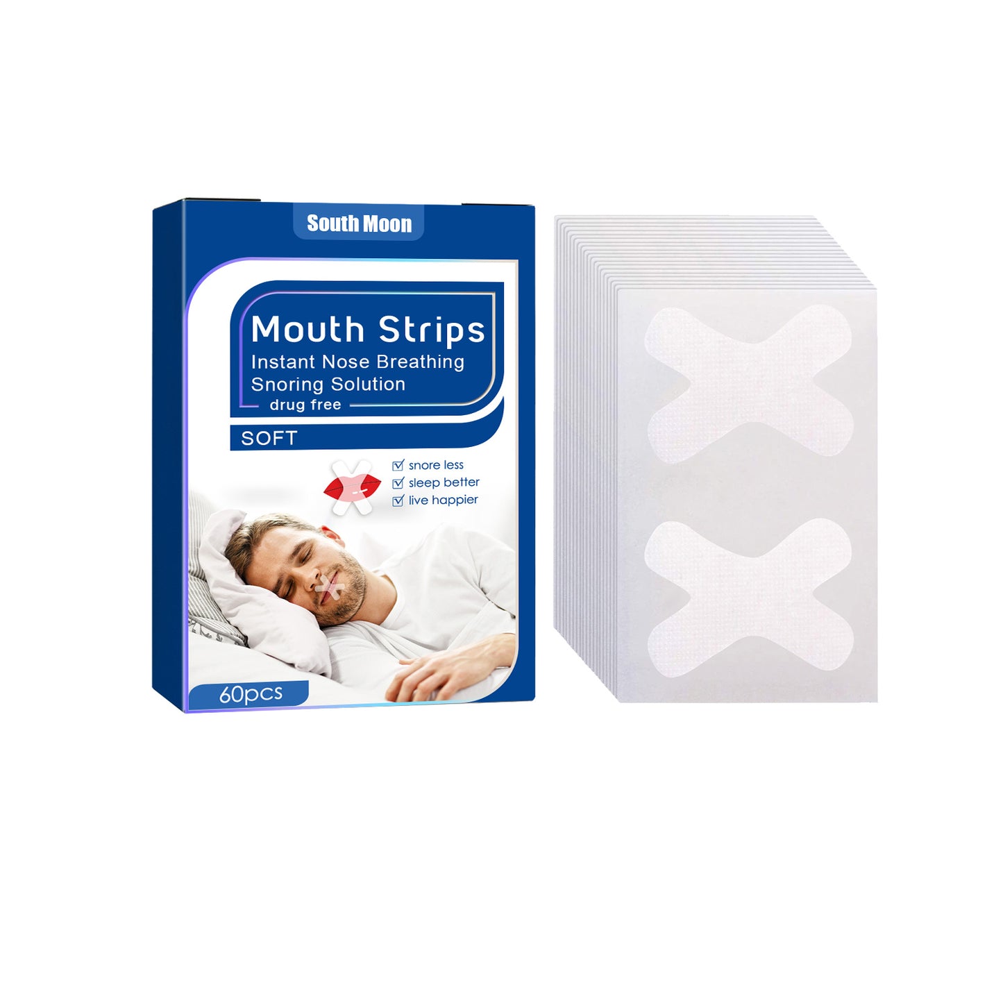 US Local South Moon Anti-Snoring Patch, Closed Mouth Patch For Adults Stop Snoring At Night Patch For Breathing To Prevent Snoring When You Sleep With Your Mouth Open