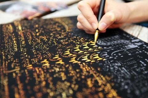 US Local Decorative painting scratch Scraping painting drawing paper world Sightseeing pictures decoration birthday gifts