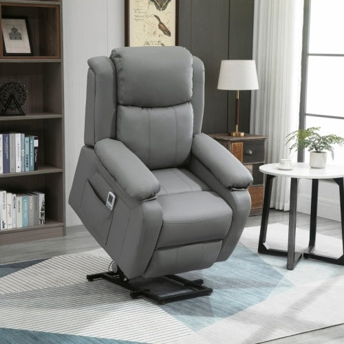 UK Local HOMCOM Riser And Recliner Chair With Massage, Heat, Power Lift Recliner Chair For Elderly With Remote Control, Extended Footrest, Dual Side Pockets, Overstuffed Electric Reclining Armchair
