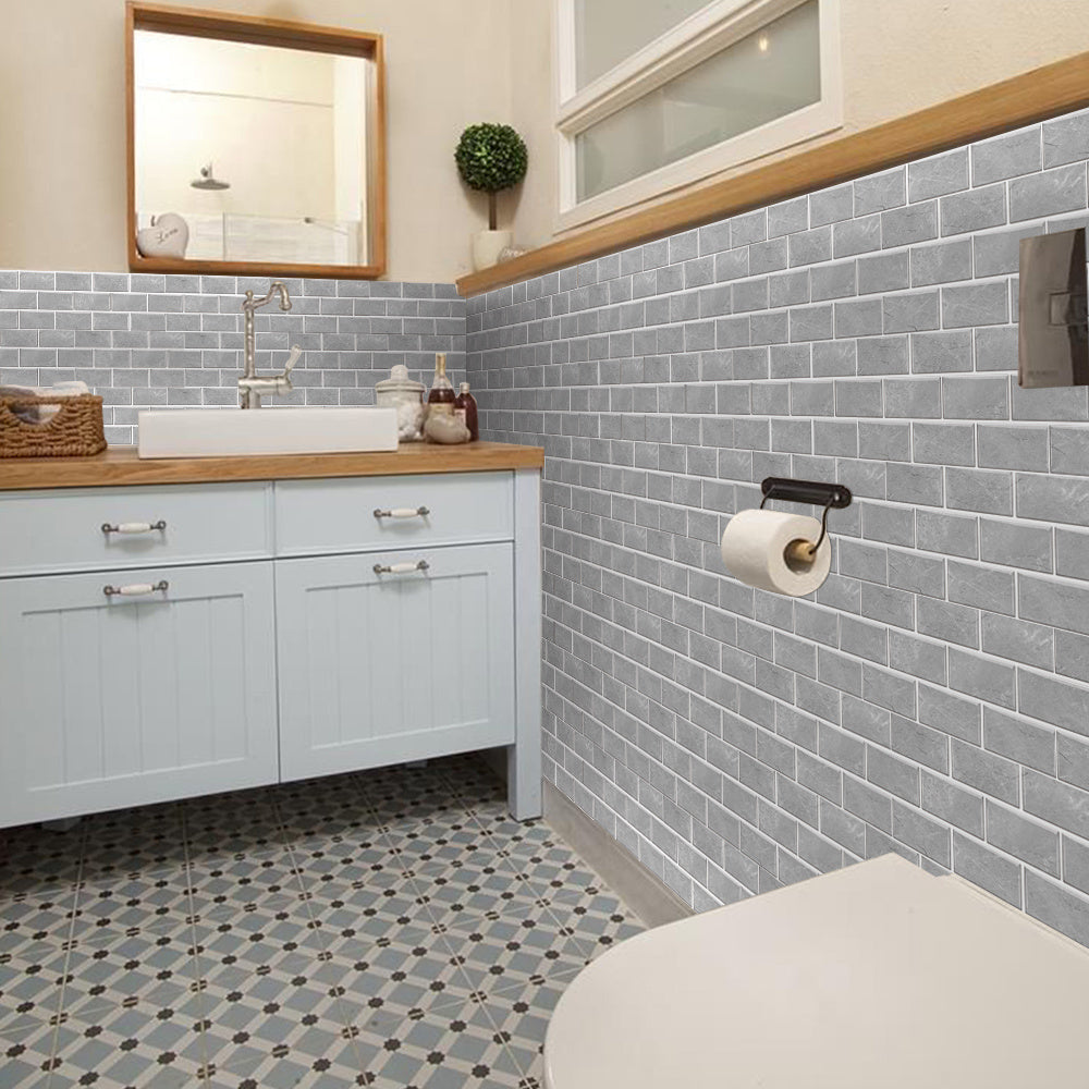 US Local Gray Marble Pvc Wall Stickers Tile Paste Peel And Stick Wallpaper Self-Adhesive Waterproof And Oil-proof Kitchen Bathroom DIY Modern Style Wall Stickers Wall Decor