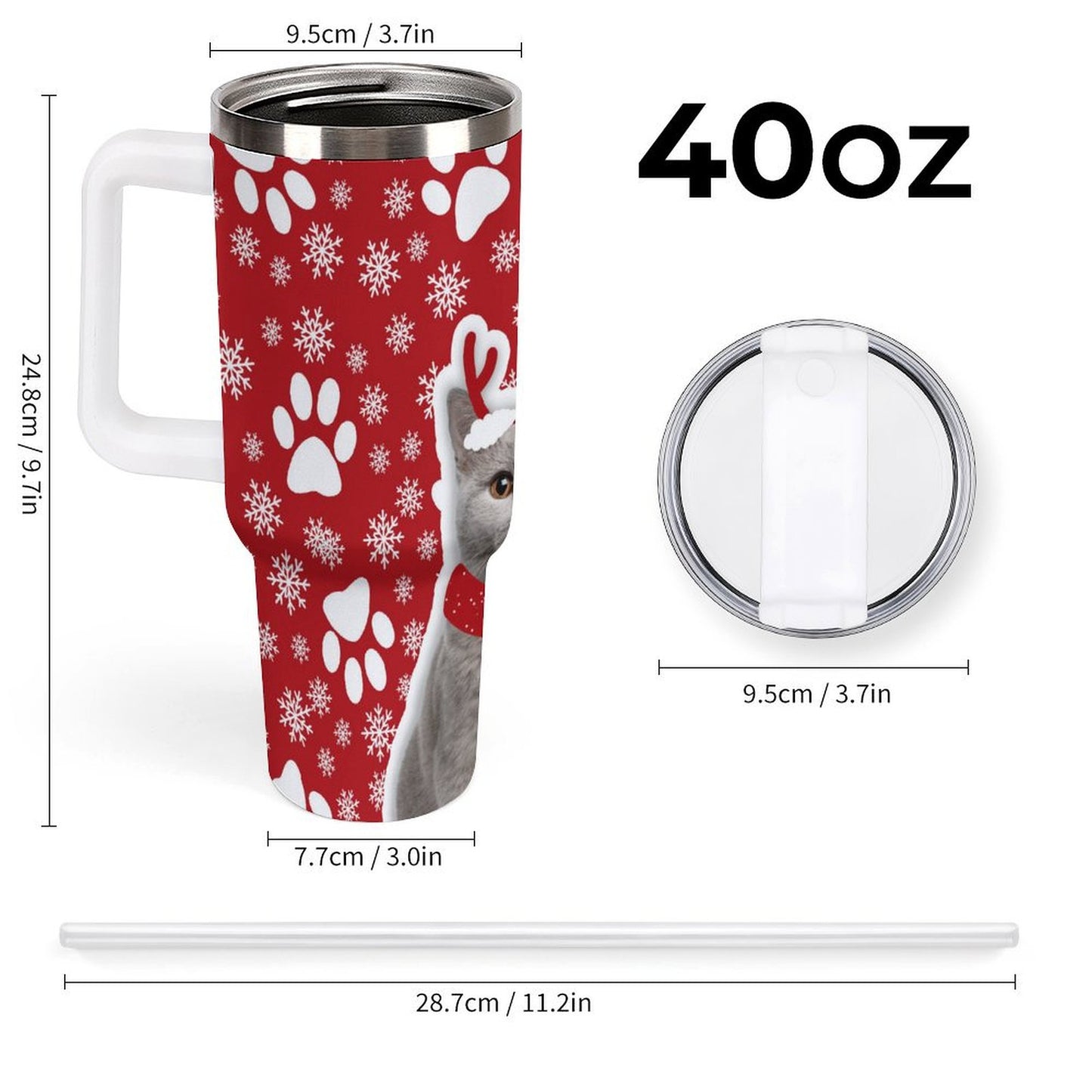 POD US Local 40oz Large Capacity Car Cup Christmas Snowflakes Cats Dogs Paws Red Pussy