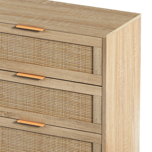 US Local Drawers Rattan Storage Cabinet Rattan Drawer,for Bedroom,Living Room,Natural