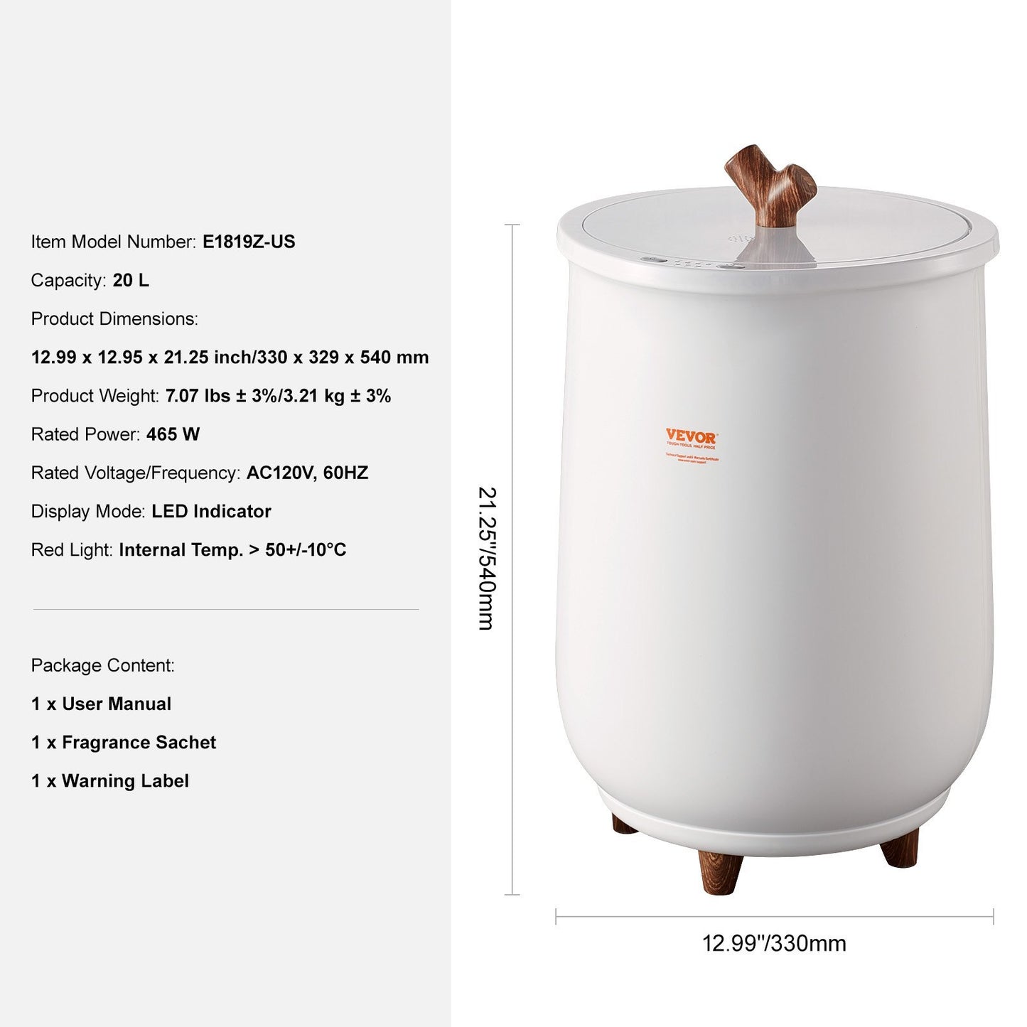 US Local VEVOR Towel Warmer Bucket, 20L Large Towel Warmer For Bathroom, Auto Shut Off Towel Heater With 4-Level Timer Fits Up To Two Oversized Towels, Bathrobes, Blankets, ETL & FCC Certified