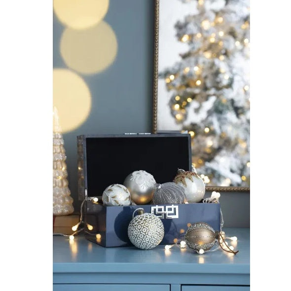 US Local D3.9 Christmas Ball Ornaments, Glass Decorative Hanging Ball Christmas Tree Ornaments For Holiday Party Decorations, Set Of 6