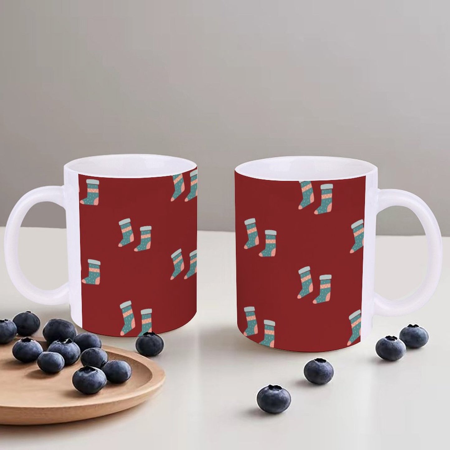 POD US Local White mug with full print, Christmas Stockings, Red 0081