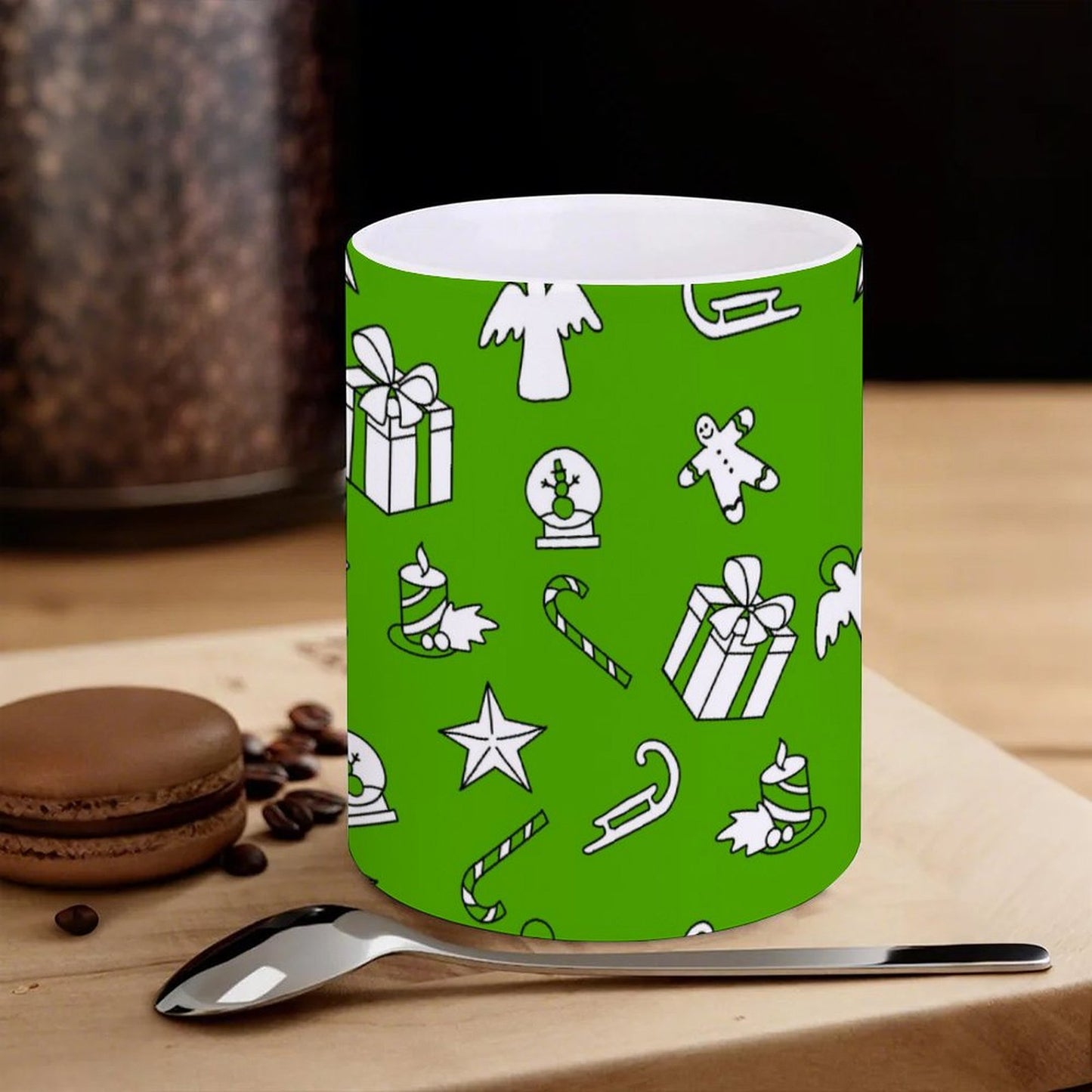 POD US Local White mug with full print, Christmas Green 0024