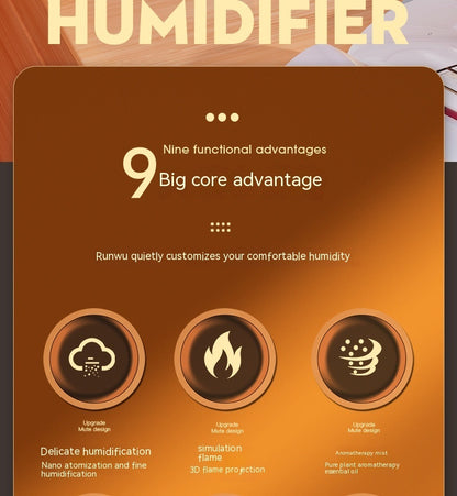 US Local Flame Humidifier USB Smart Timing LED Electric Aroma Diffuser Simulation Fire Night Lamp Home Decor