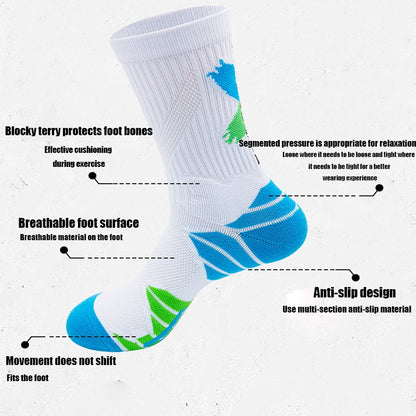 US Local 5 Pairs For Men Compression Running Socks Athletic Socks  With Cushion Basketball Sport Socks Anti-odor And Anti-slip For Running Fitness Hiking And Cycling