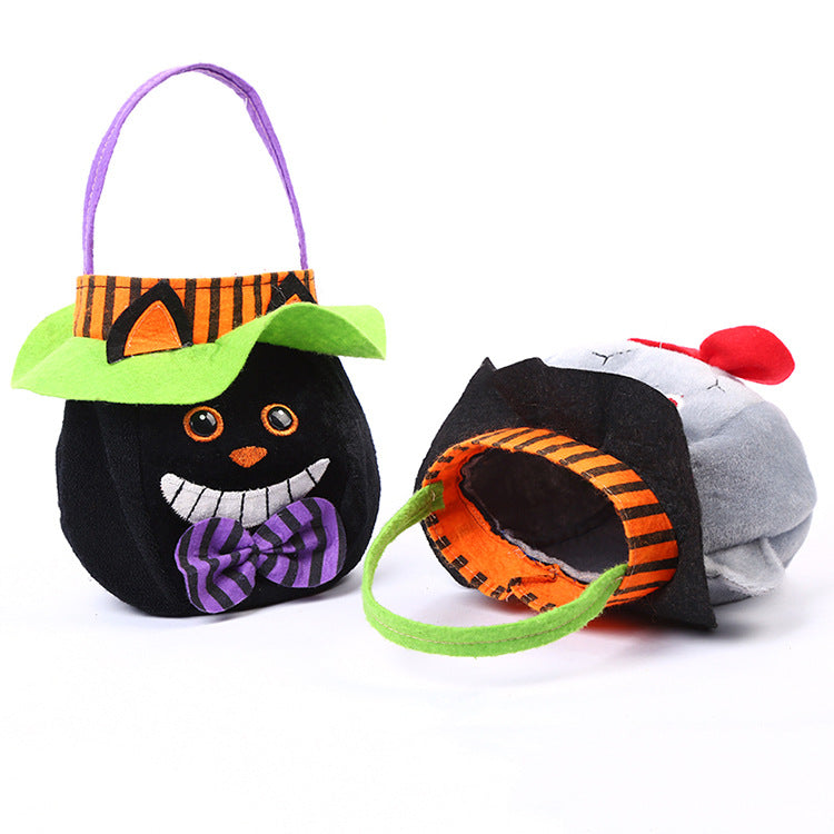 Cute Halloween Candy Bag Halloween Pumpkin Pattern Portable Handbag Cosplay Props Gift Basket Kids Gifts