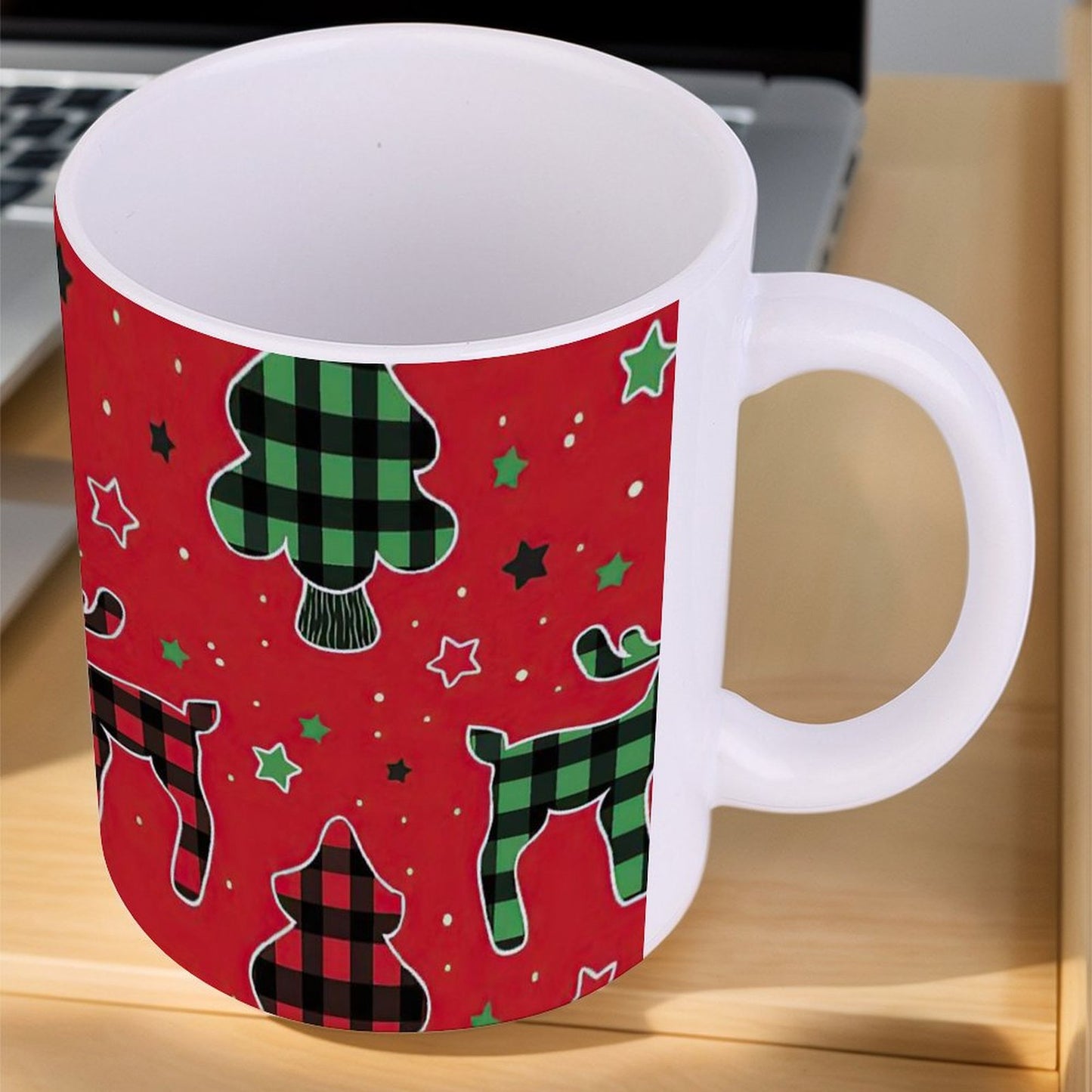 POD US Local White mug with full print, Christmas Elk 0090