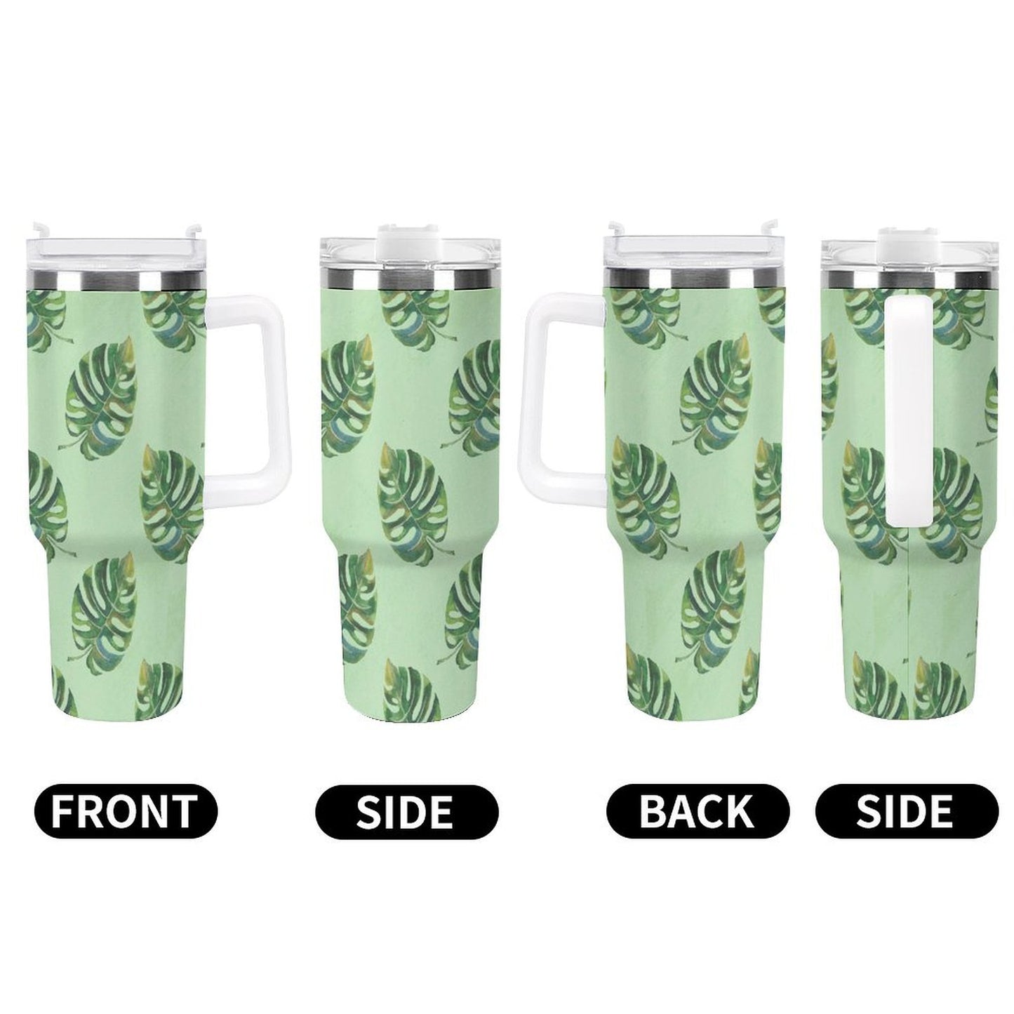 PHDT00095 POD US Local Tumbler 40 oz Large Capacity Car Cup Turtle Back Leaf, Green