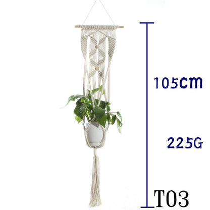 US Local Flower Pot Net Bag Beige Cotton Rope Indoor Plant Hanger Hanging Basket Sling