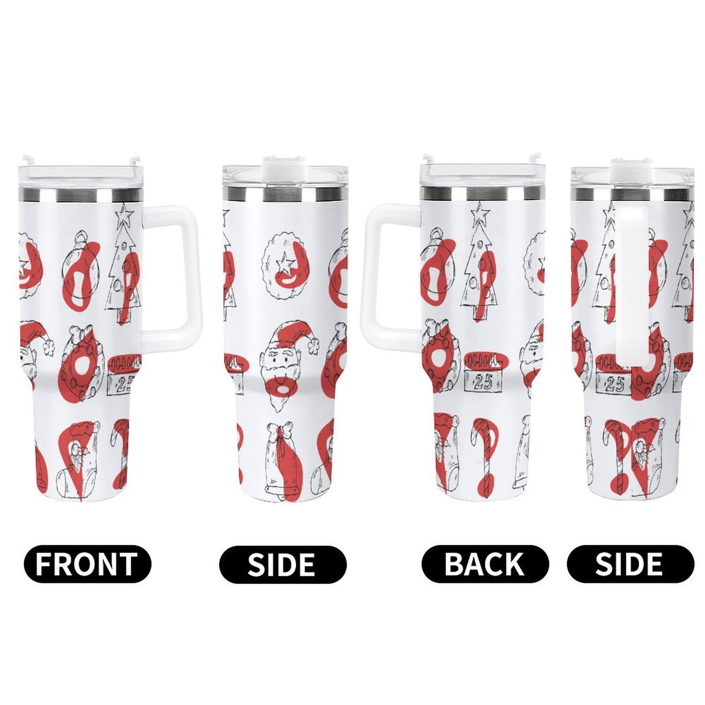 POD US Local Tumbler 40 oz Large Capacity Car Cup Christmas Sketch, Color Block