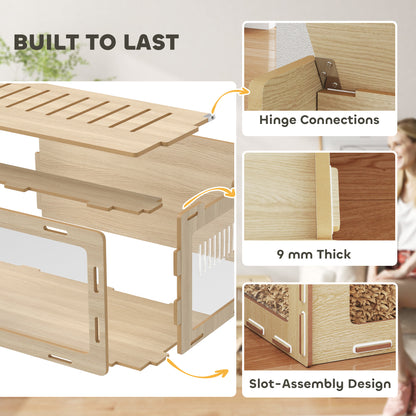 US Local Hamster Cage With Easy View Acrylic Panels, Air Vents & Openable Roof, For Gerbil, Guinea Pig, 39 X 20 X 18.5, Oak