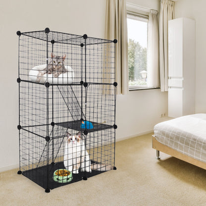 Cat Cage DIY Indoor Pet House, Small Animal House. Detachable Playpen With 3 Doors And 3 Layers, Suitable For Kittens, Puppies, Rabbits