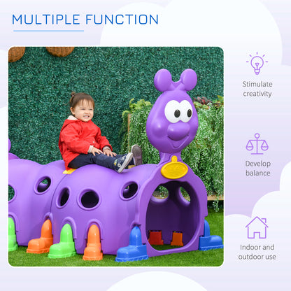 US Local 2 Sections Kids Climbing Tunnel For Indoor Outdoor Climb & Crawl Toy Play Structure For 3-6 Years Old Boys Girls, Purple