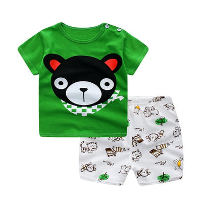US Local Cartoon Clothing Baby Boy Summer Clothes T-shirt Baby Girl Casual Clothing Sets
