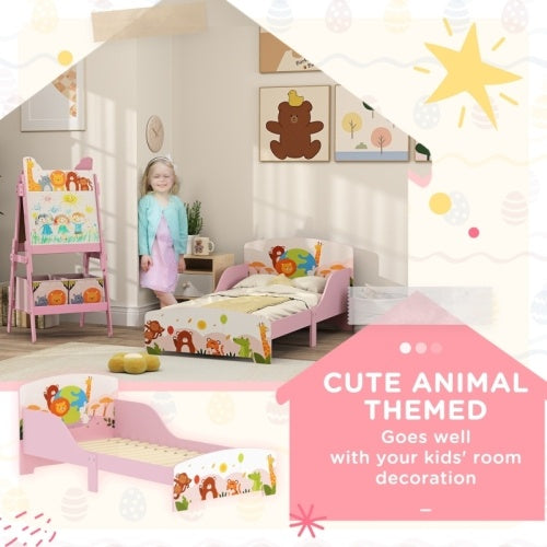 UK Local AIYAPLAY Cute Animal-Themed Toddler Bed, With Safety Rails, 143 X 77 X 60cm