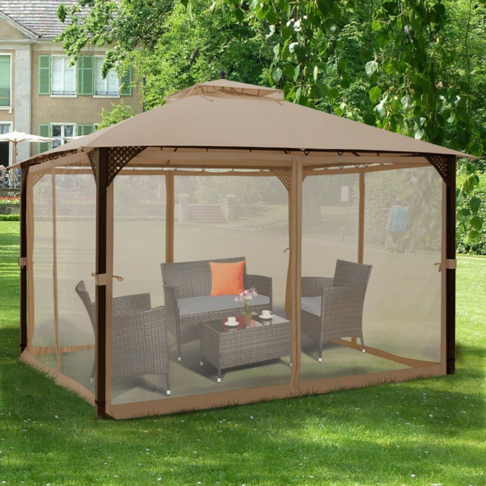 US Local 12 X 10 Feet Outdoor Double Top Patio Gazebo With Netting
