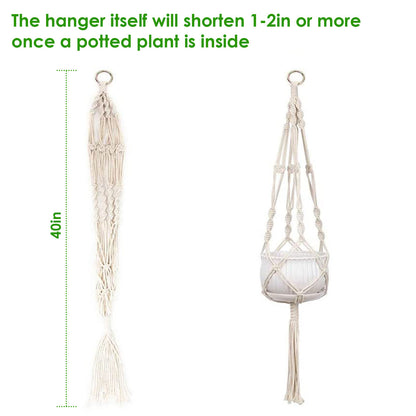US Local 2Pcs Plant Hanger Flowerpot Net Bag 40in Cotton Rope Plant Hangers 4Legs Plant Hanger Fit For Round Or Square Plant Pot