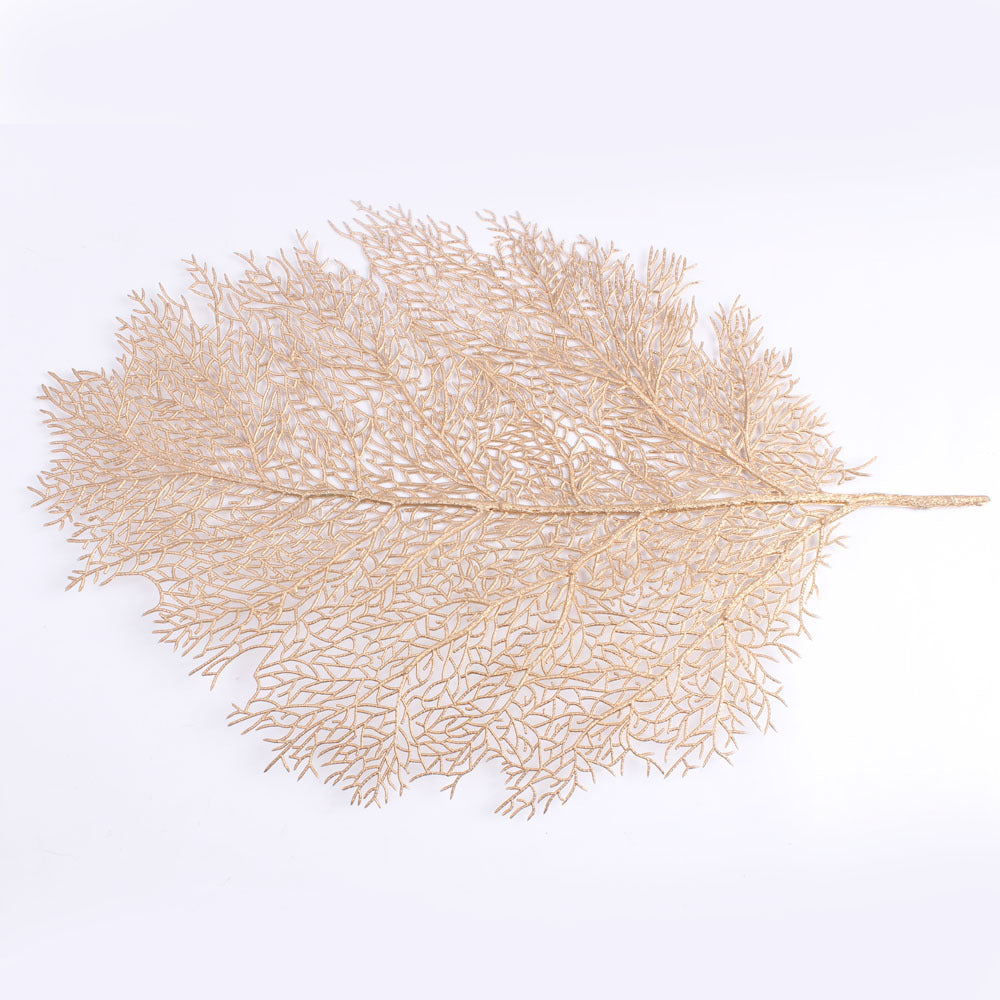 Golden EVA Turtle Back Leaf Hot Pressed Placemat Christmas Leaf Placemat