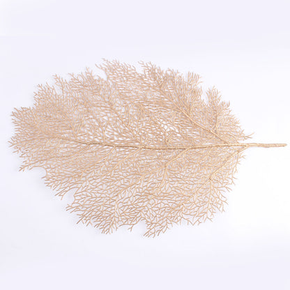 Golden EVA Turtle Back Leaf Hot Pressed Placemat Christmas Leaf Placemat