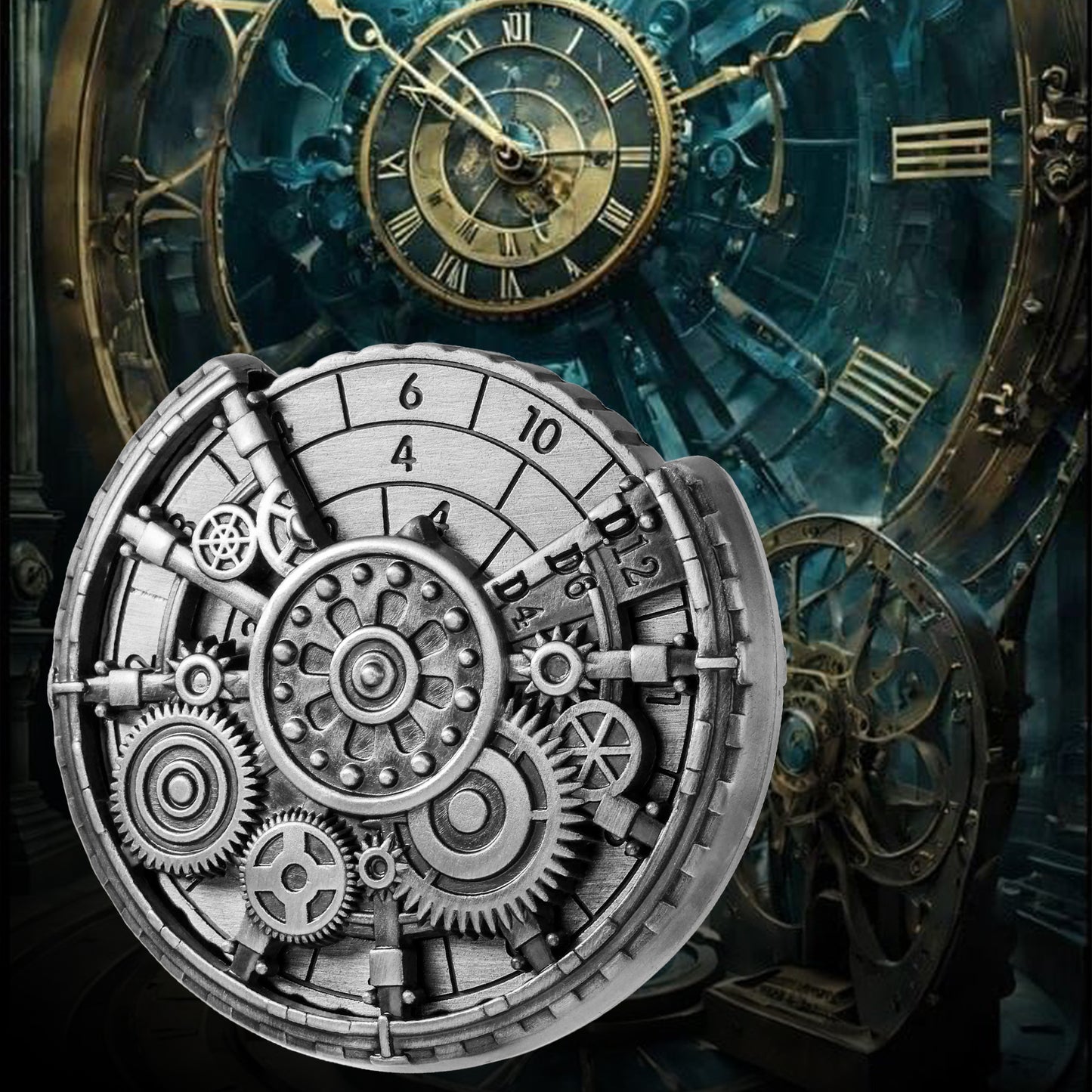 US Local Private Model Time Gear Fingertip Gyroscope Retro Wheel DND Dice Gift Box Set, Role Playing Game Dice On The Table