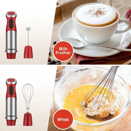 US Local 5 In 1 Immersion Blender Handheld 12 Speed Mode Hand Blender, Stainless Steel Blade With Mixing Beaker,