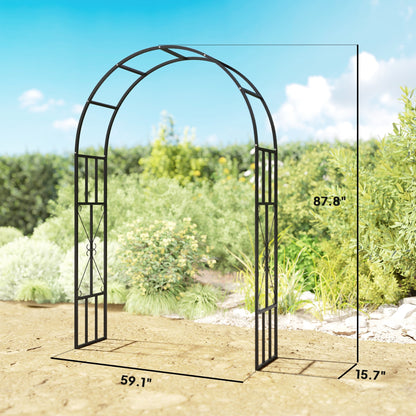 US Local 7.3ft Steel Garden Arch Trellis, Garden Arbor Trellis For Climbing Plants Roses Wisteria Vines, Flower Arch Wedding Arch Stand For Outdoor, Garden, Lawn, Backyard, Black