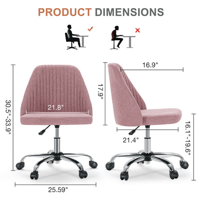 US Local Modern Fabric Armless Adjustable Swivel Office Desk Chairs With Wheels