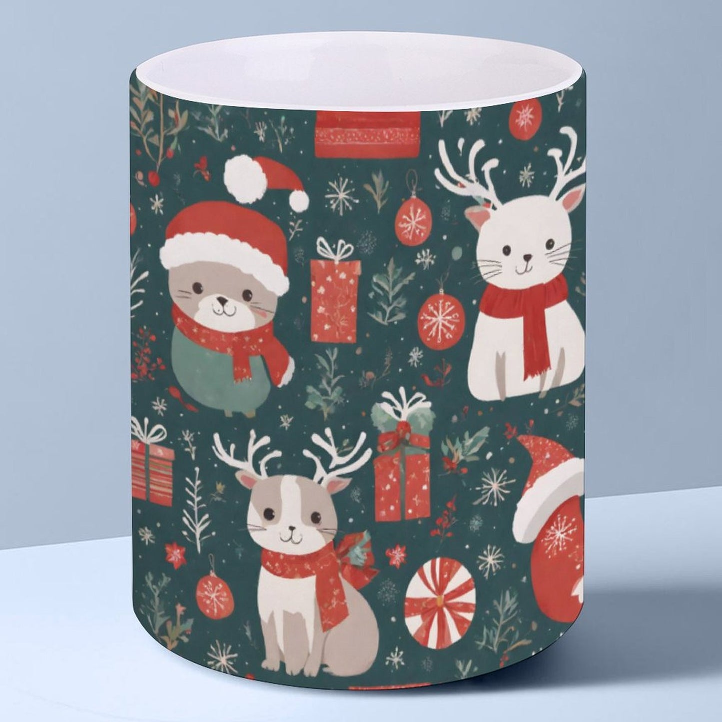 POD US Local White mug with full print, Christmas, Scarves, Animals 0093